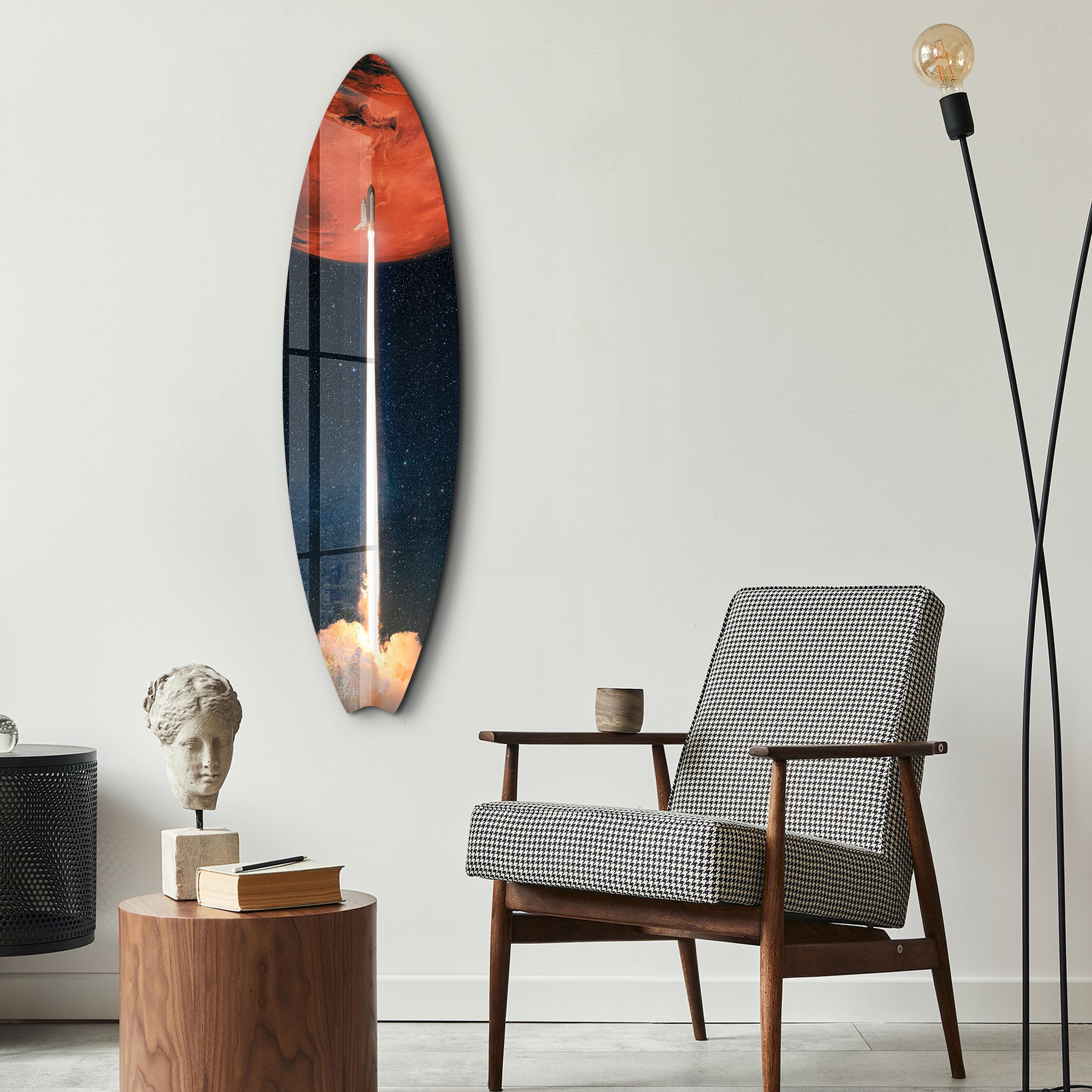 Cosmic Launch | Surfboard Glass Wall Art