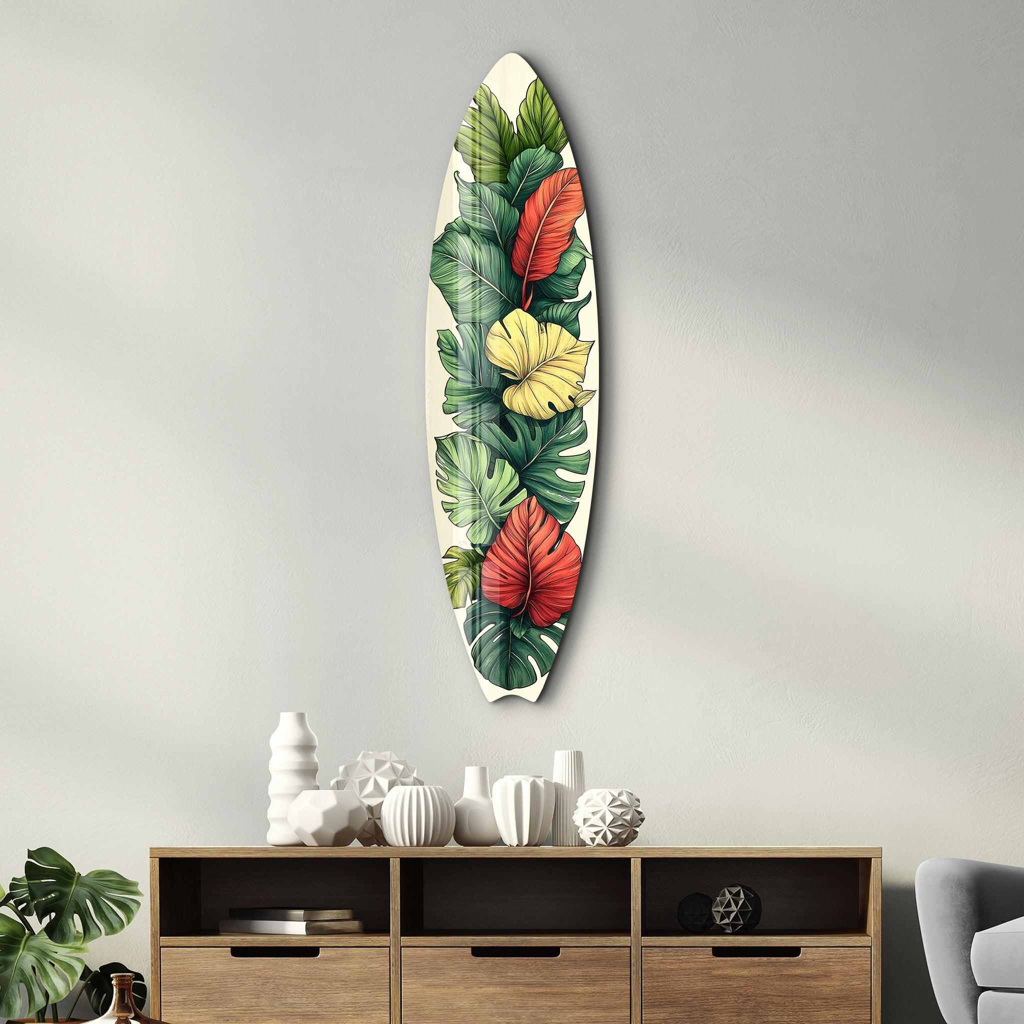 Tropical Bloom | Surfboard Glass Wall Art