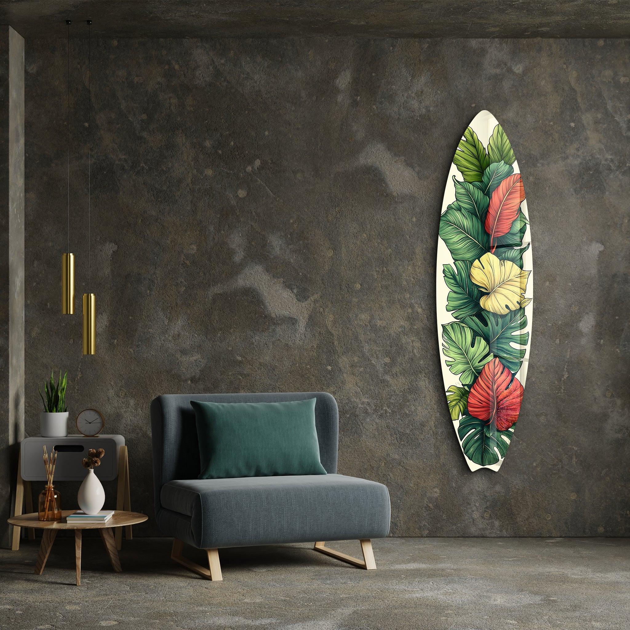 Tropical Bloom | Surfboard Glass Wall Art