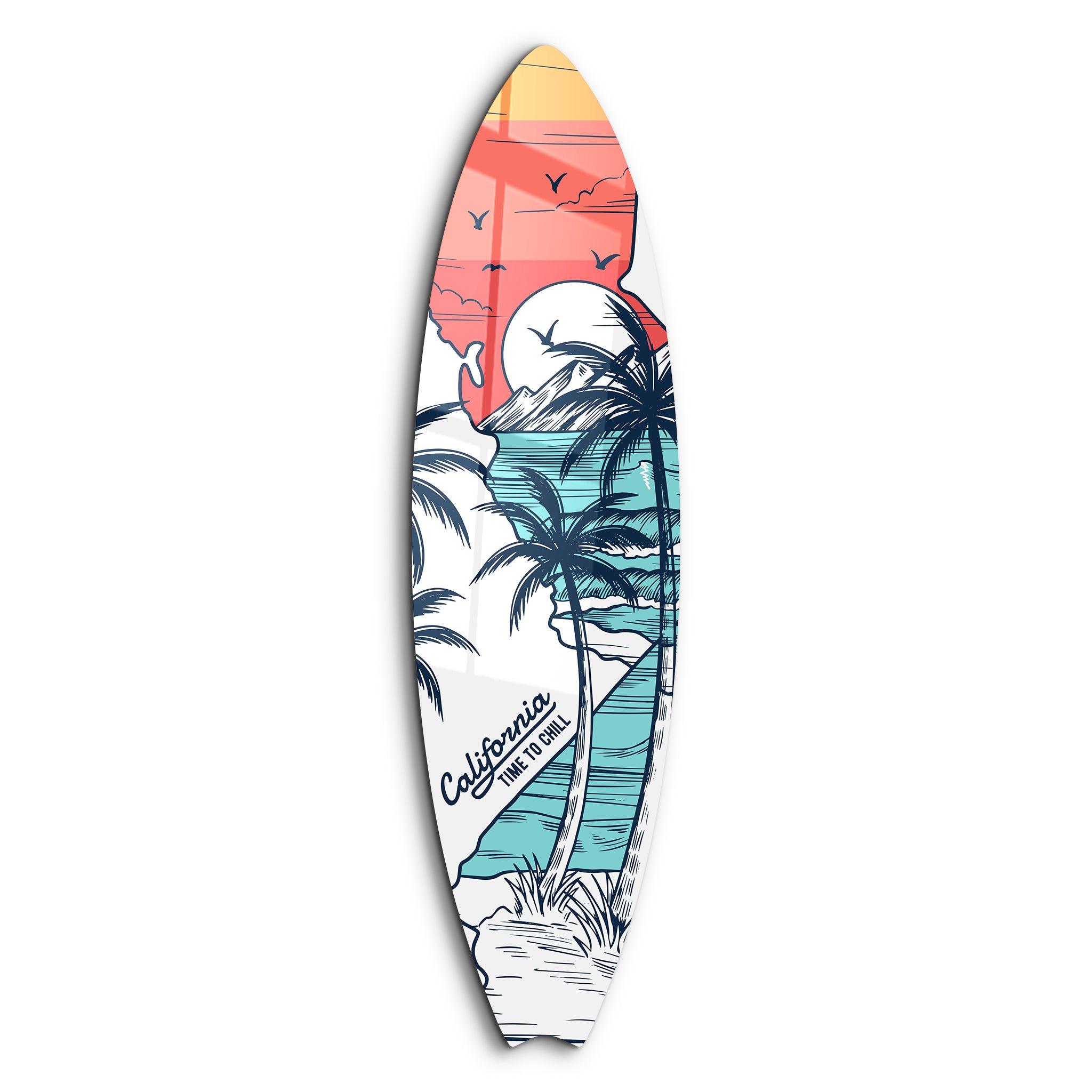 California Dreamin' | Surfboard Glass Wall Art