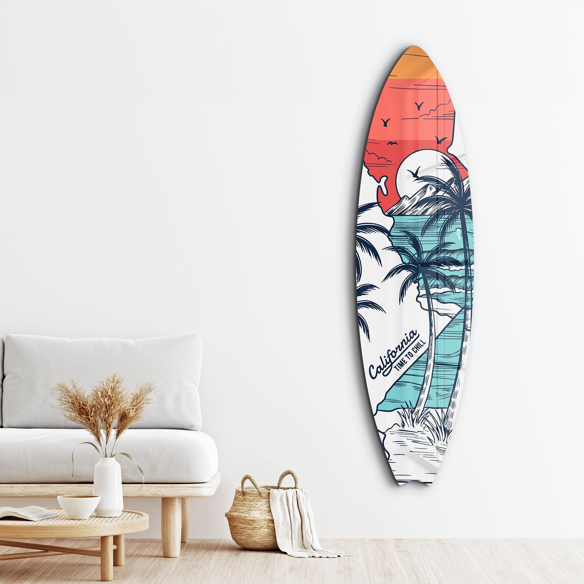 California Dreamin' | Surfboard Glass Wall Art