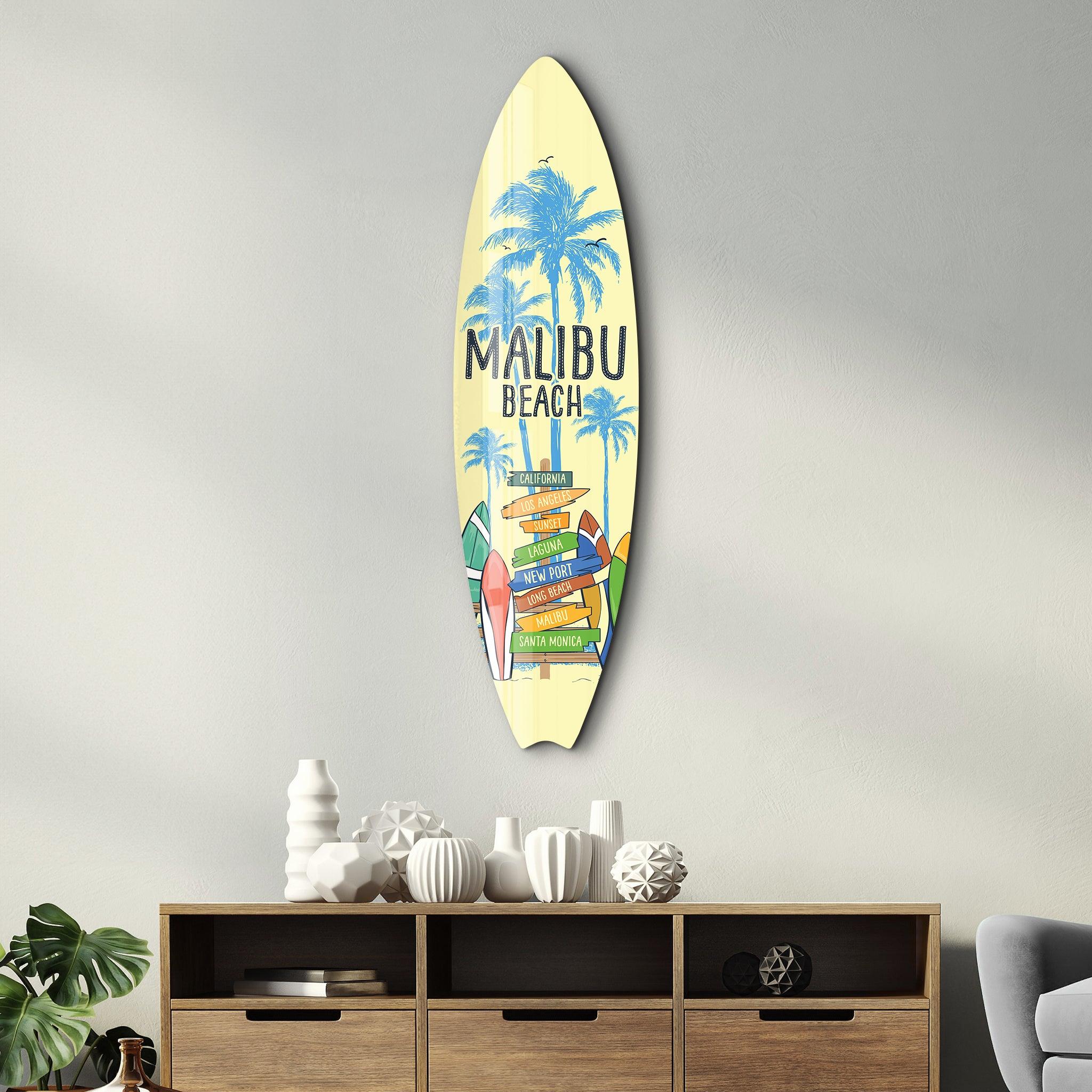 Malibu Vibes | Surfboard Glass Wall Art