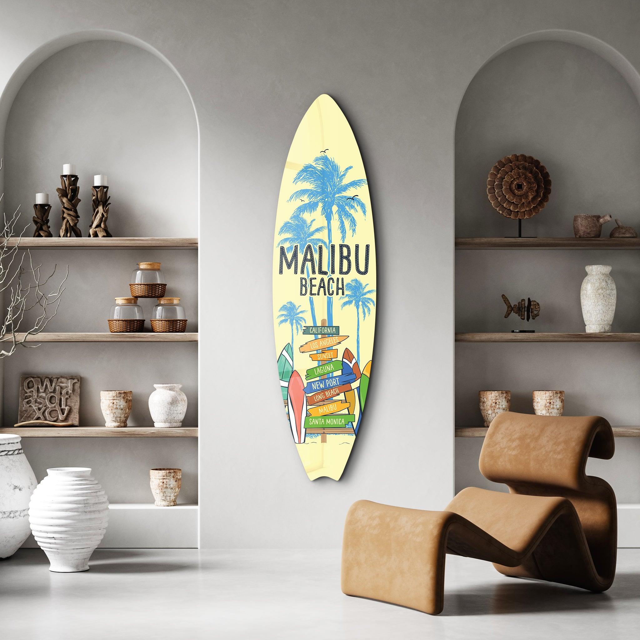 Malibu Vibes | Surfboard Glass Wall Art