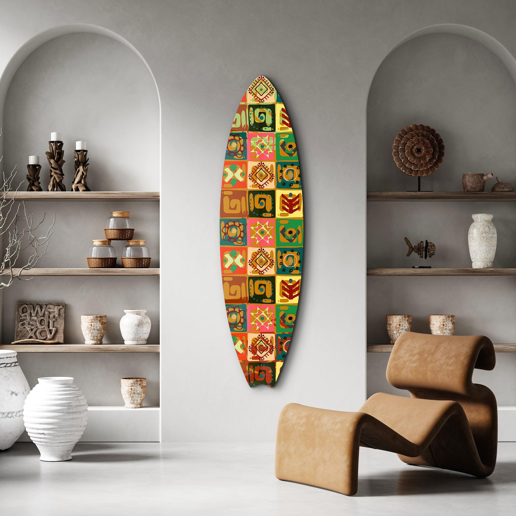 Tribal Tides | Surfboard Glass Wall Art