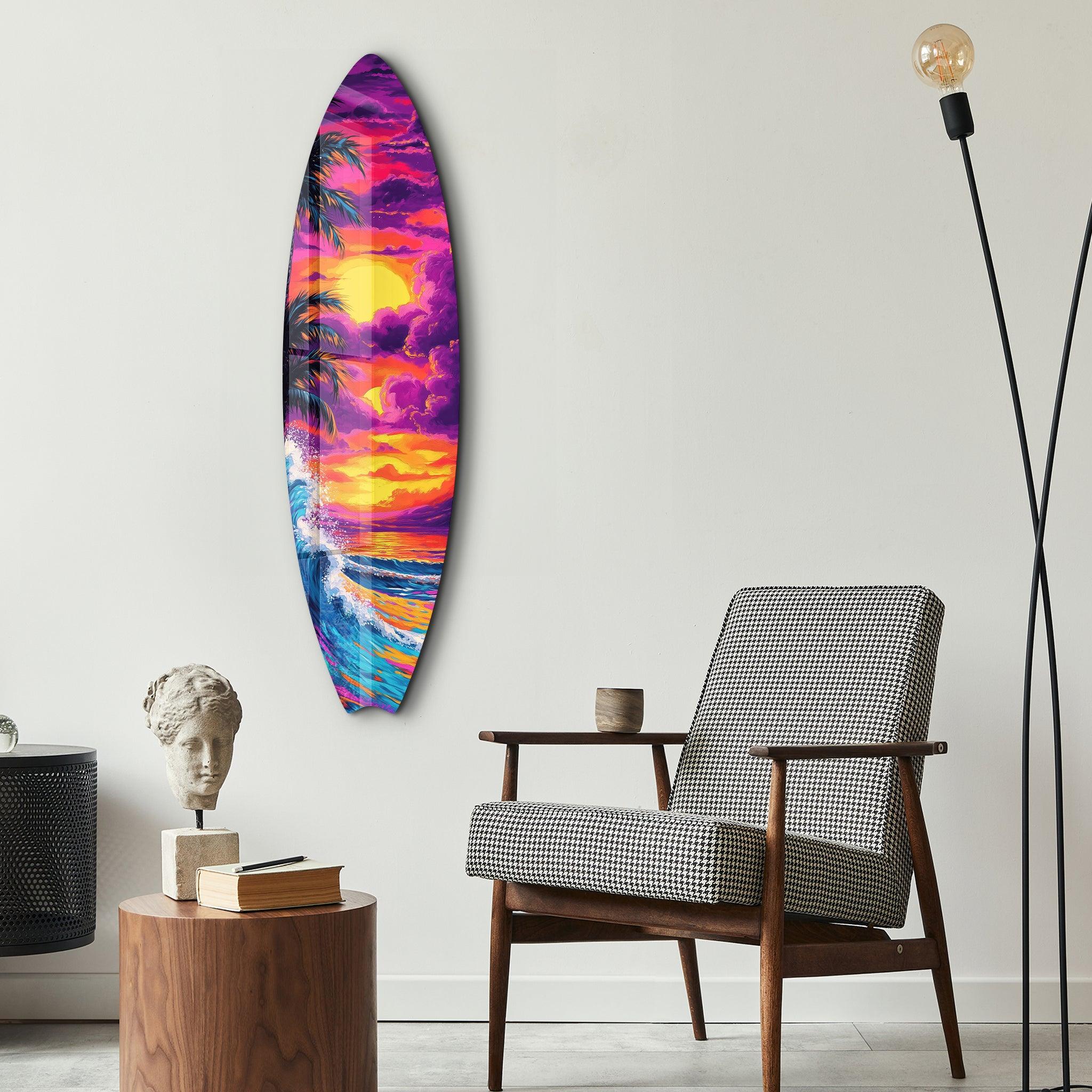 Tropical Twilight Painting | Surfboard Glass Wall Art