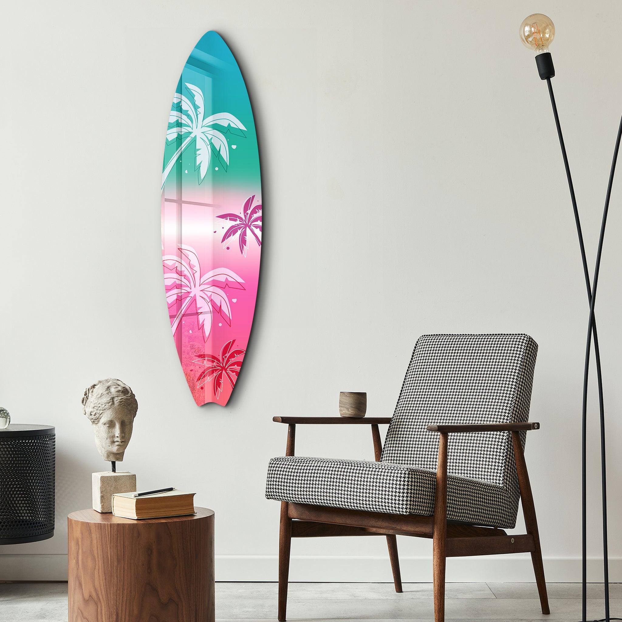 Coastal Hues | Surfboard Glass Wall Art