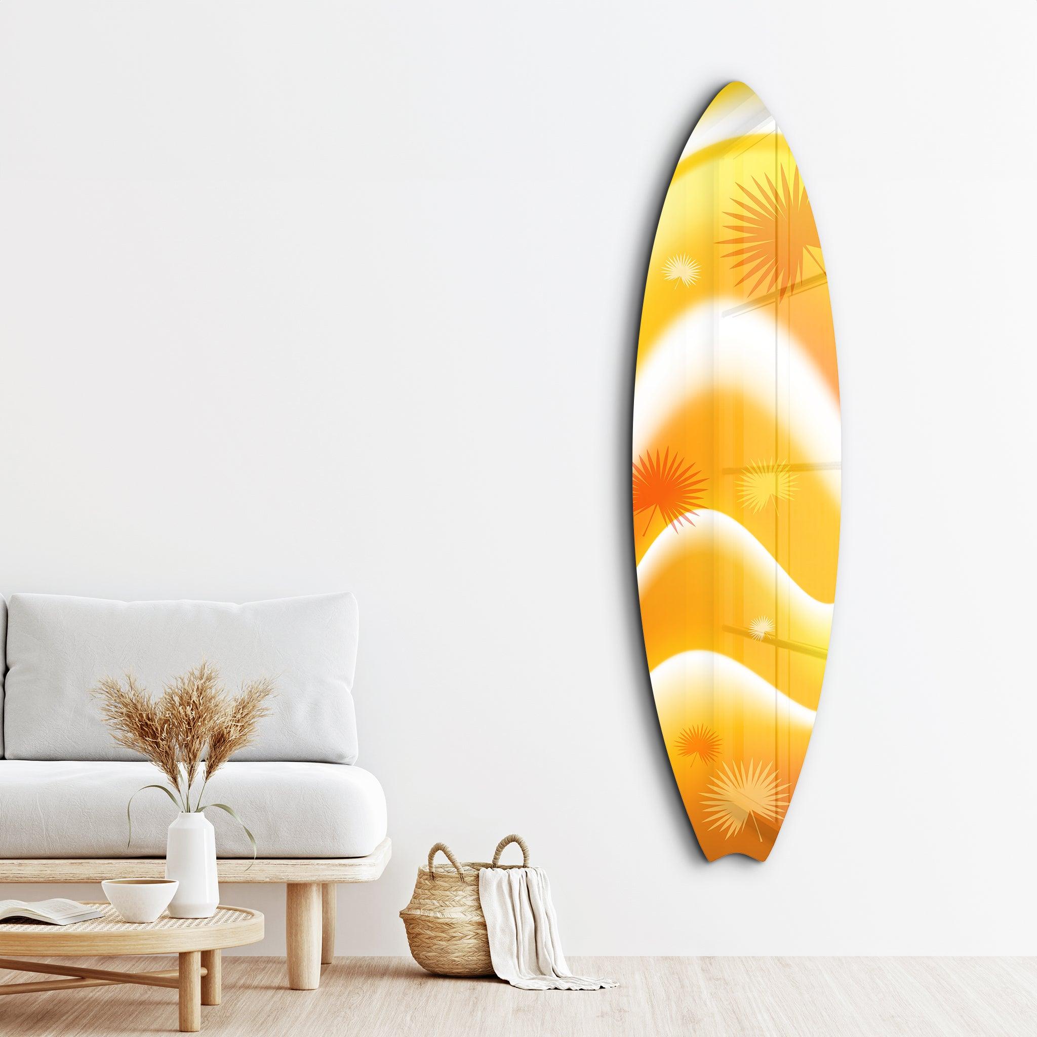 Golden Coast | Surfboard Glass Wall Art