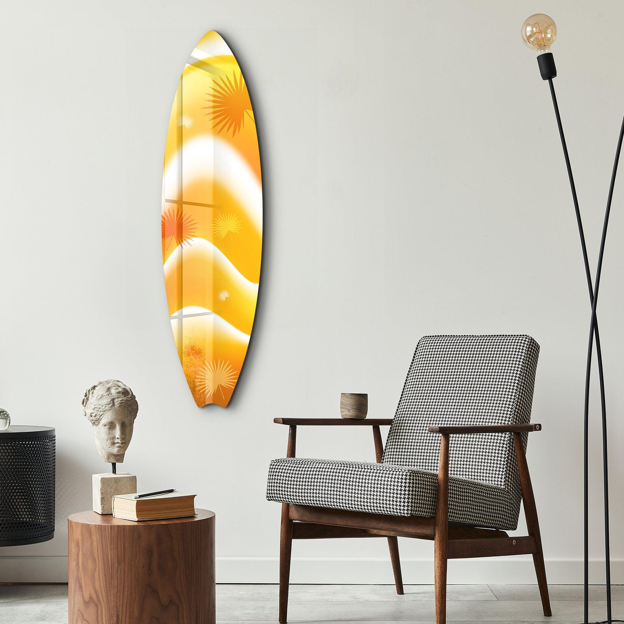 Golden Coast | Surfboard Glass Wall Art