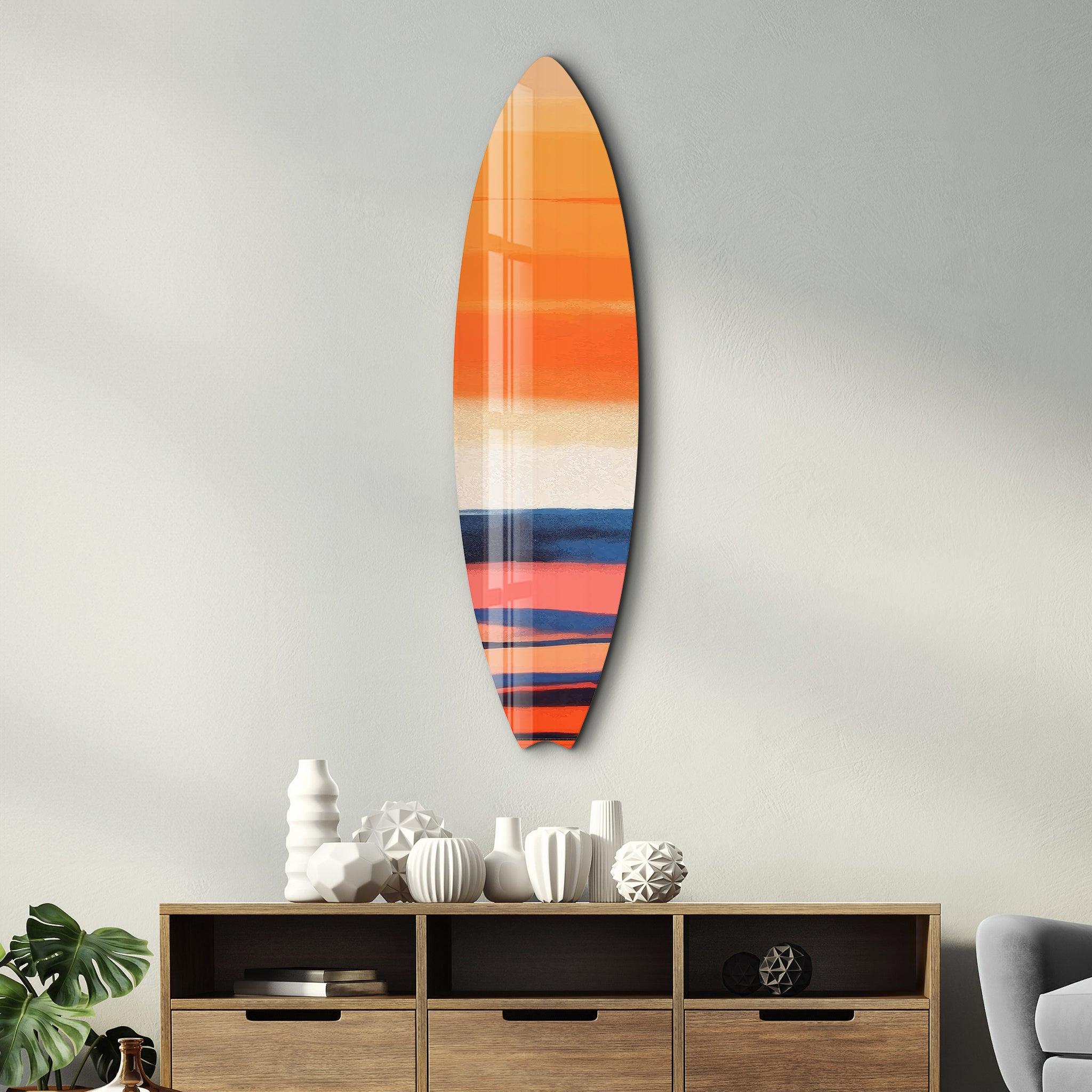 Sunset Stripe | Surfboard Glass Wall Art