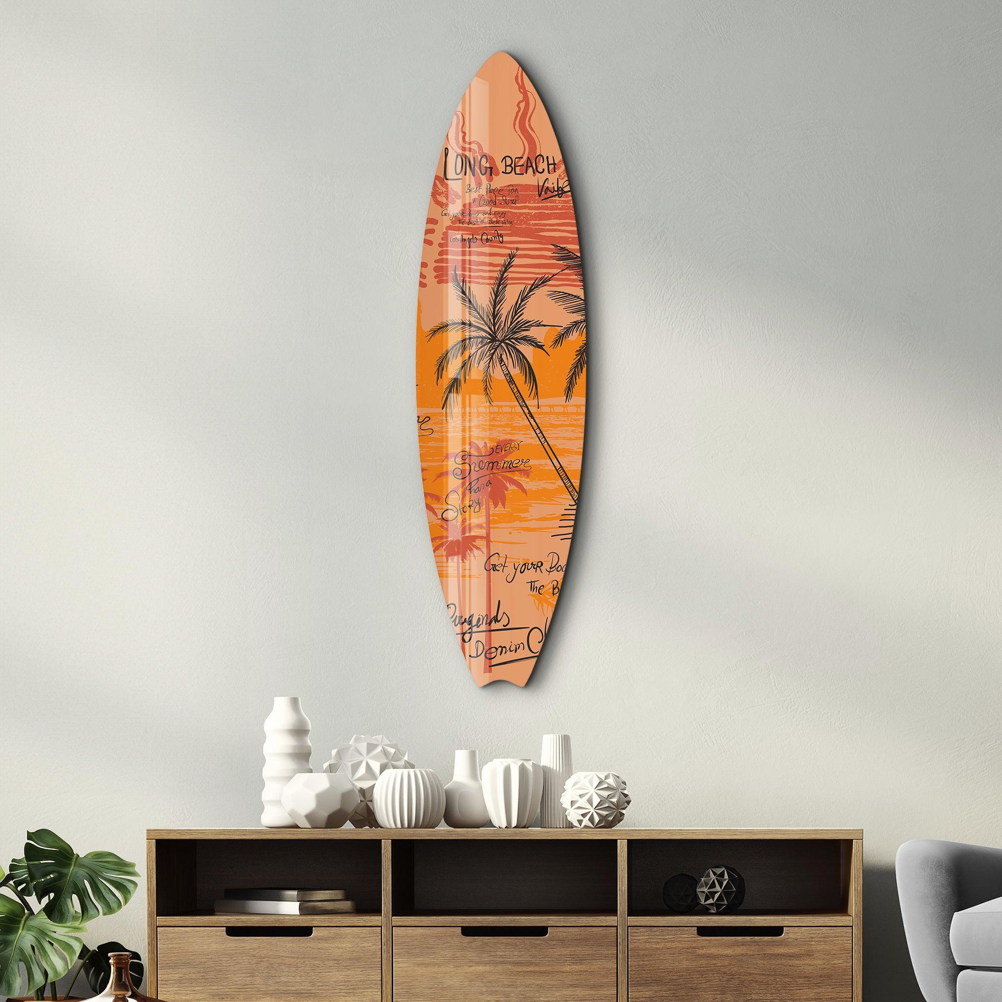 Long Beach Vibes | Surfboard Glass Wall Art