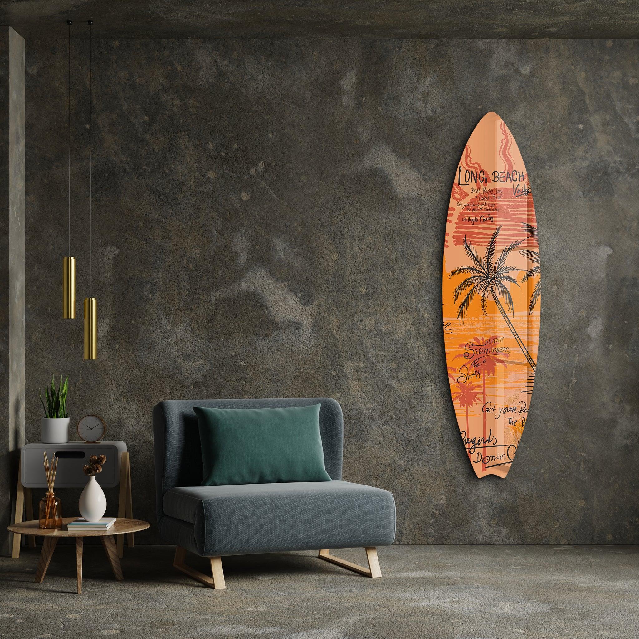 Long Beach Vibes | Surfboard Glass Wall Art