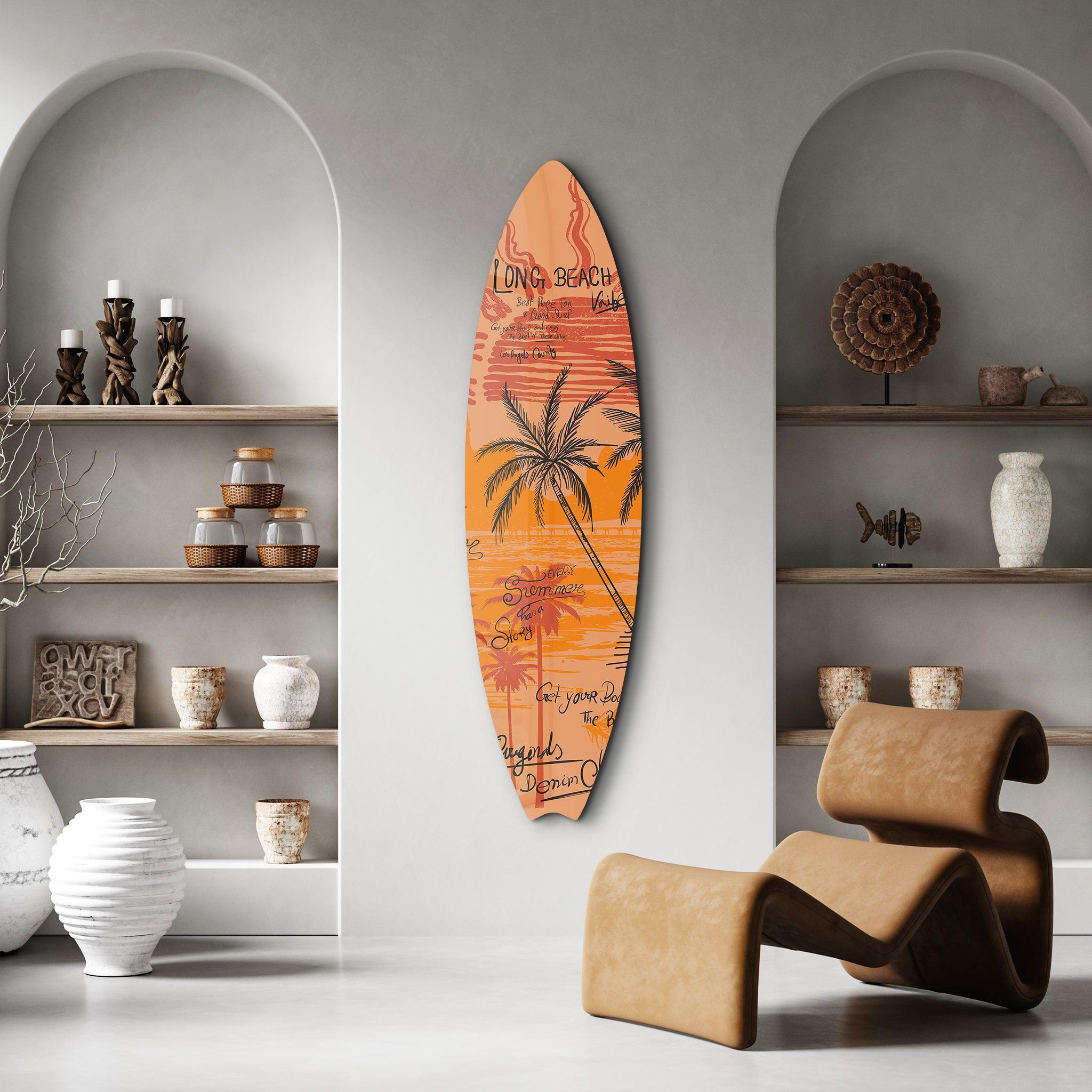 Long Beach Vibes | Surfboard Glass Wall Art