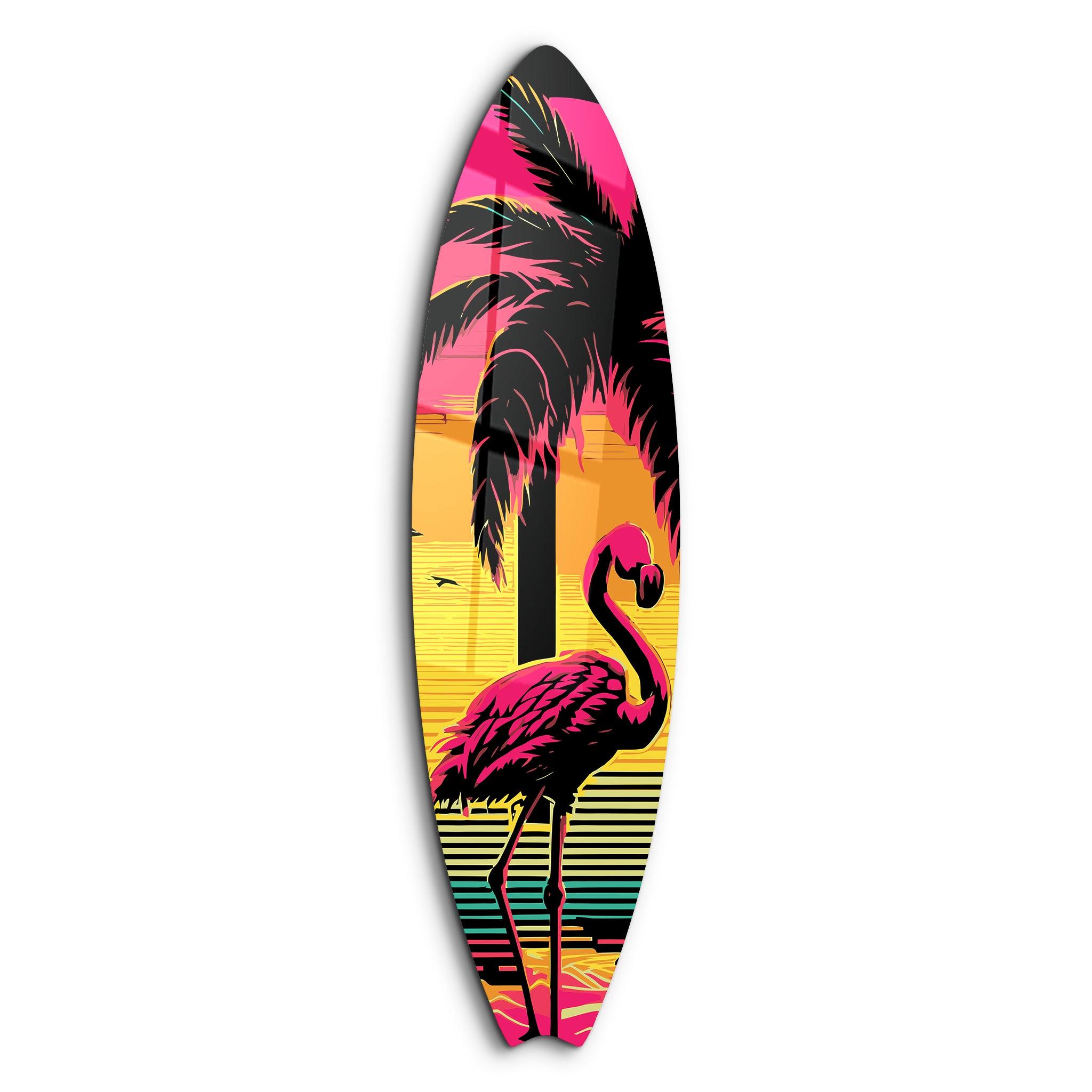 Flamingo Dreams | Surfboard Glass Wall Art