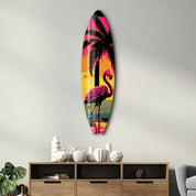 Flamingo Dreams | Surfboard Glass Wall Art