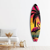 Flamingo Dreams | Surfboard Glass Wall Art