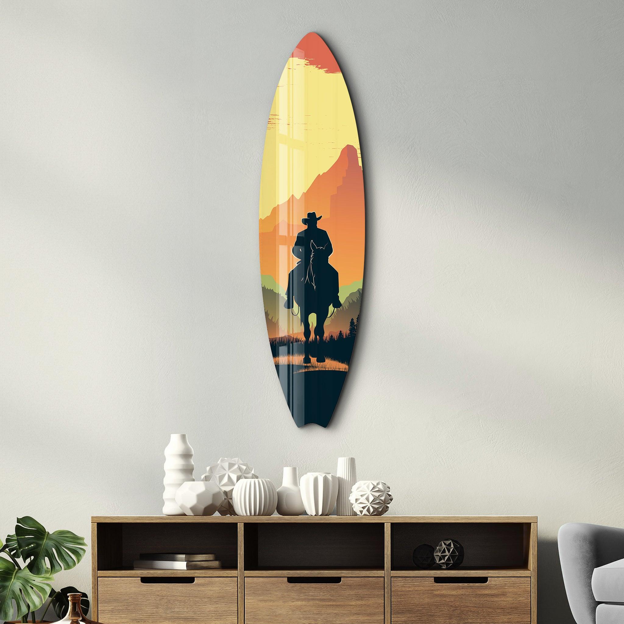 Lone Rider | Surfboard Glass Wall Art