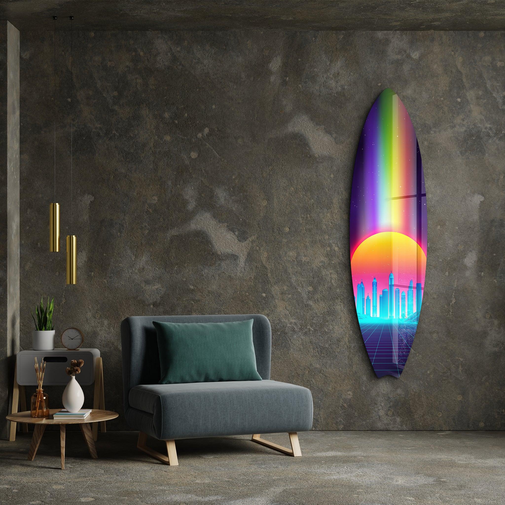 Vaporwave Vibes | Surfboard Glass Wall Art