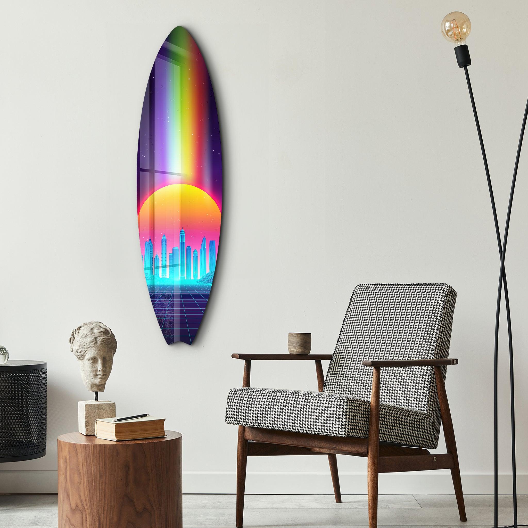 Vaporwave Vibes | Surfboard Glass Wall Art