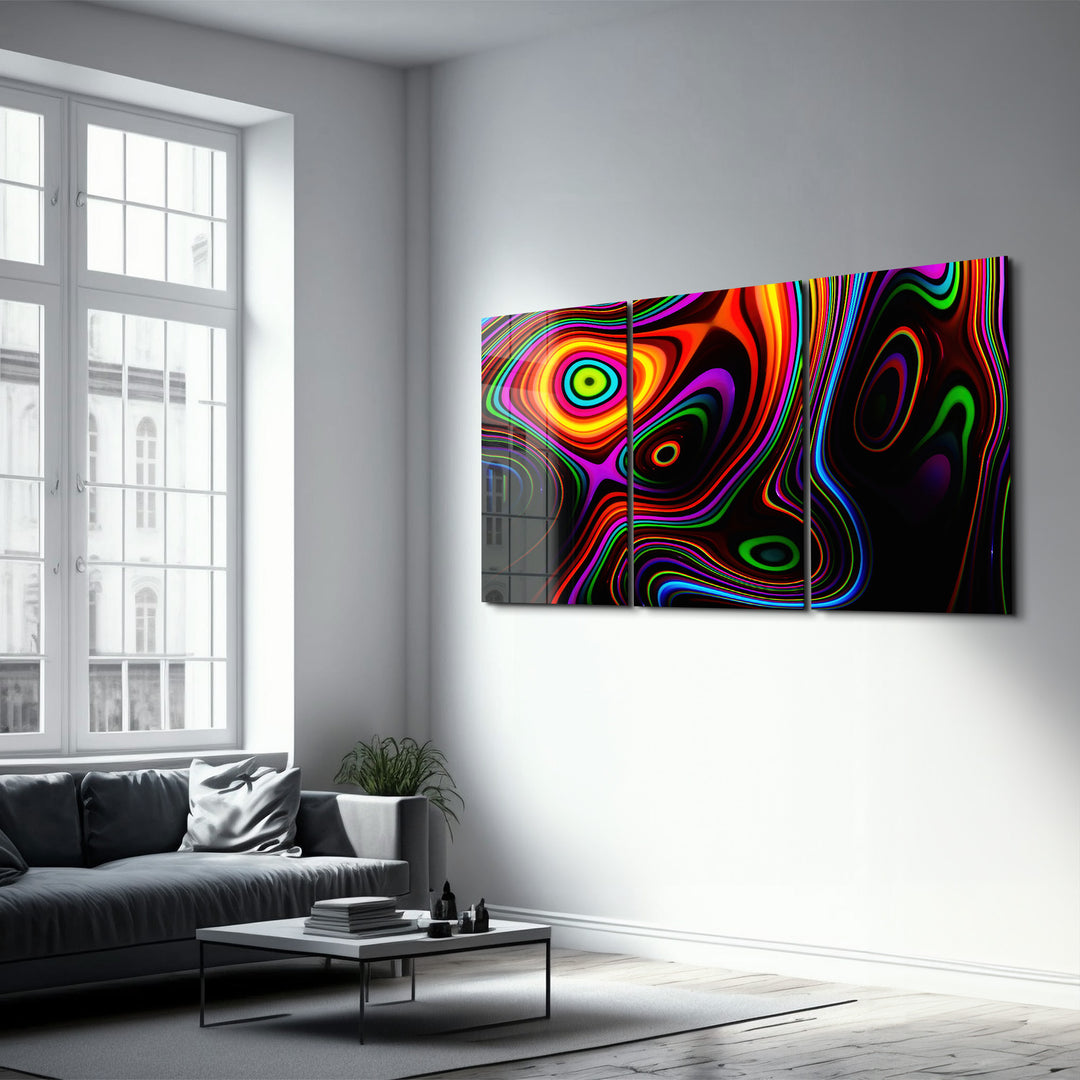 ・"Twisted Rainbow - Trio"・Glass Wall Art