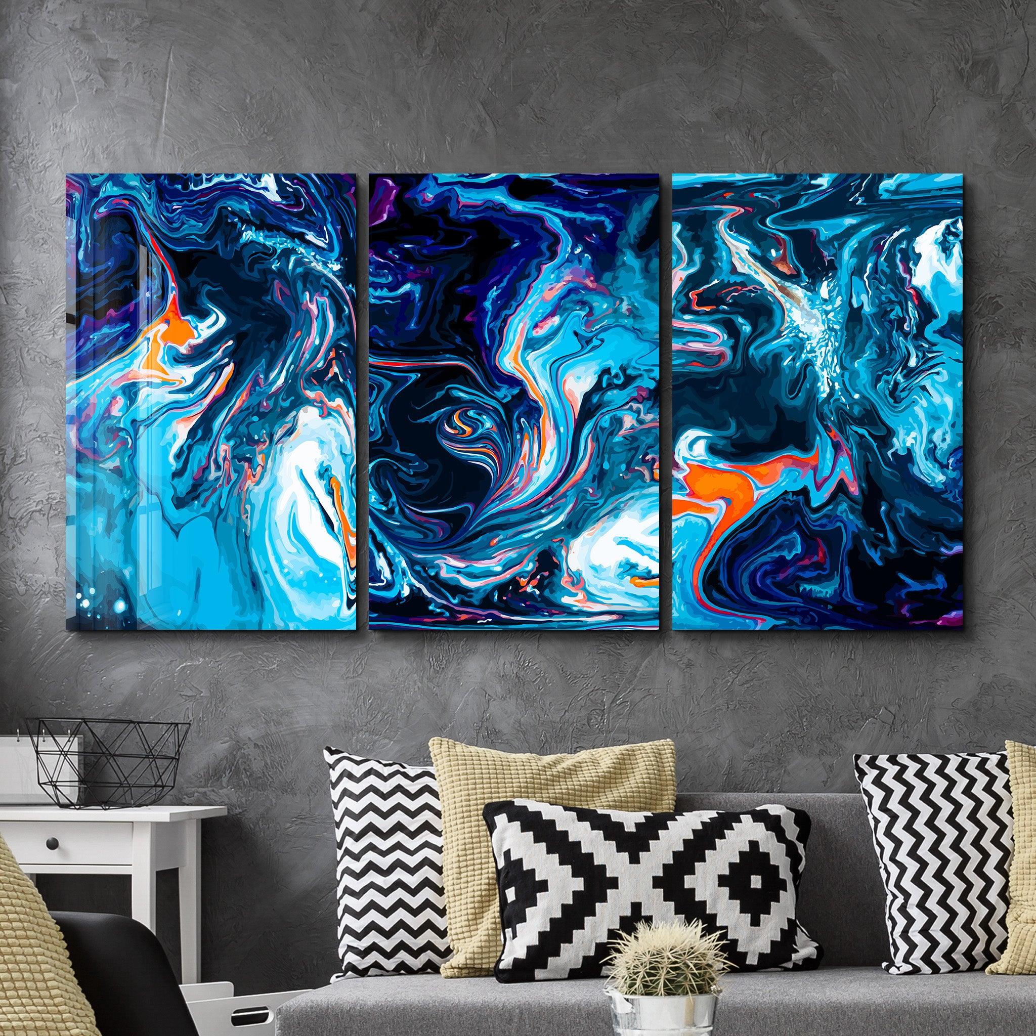 ・"Blue Dreams - Trio"・Glass Wall Art - ArtDesigna Glass Printing Wall Art
