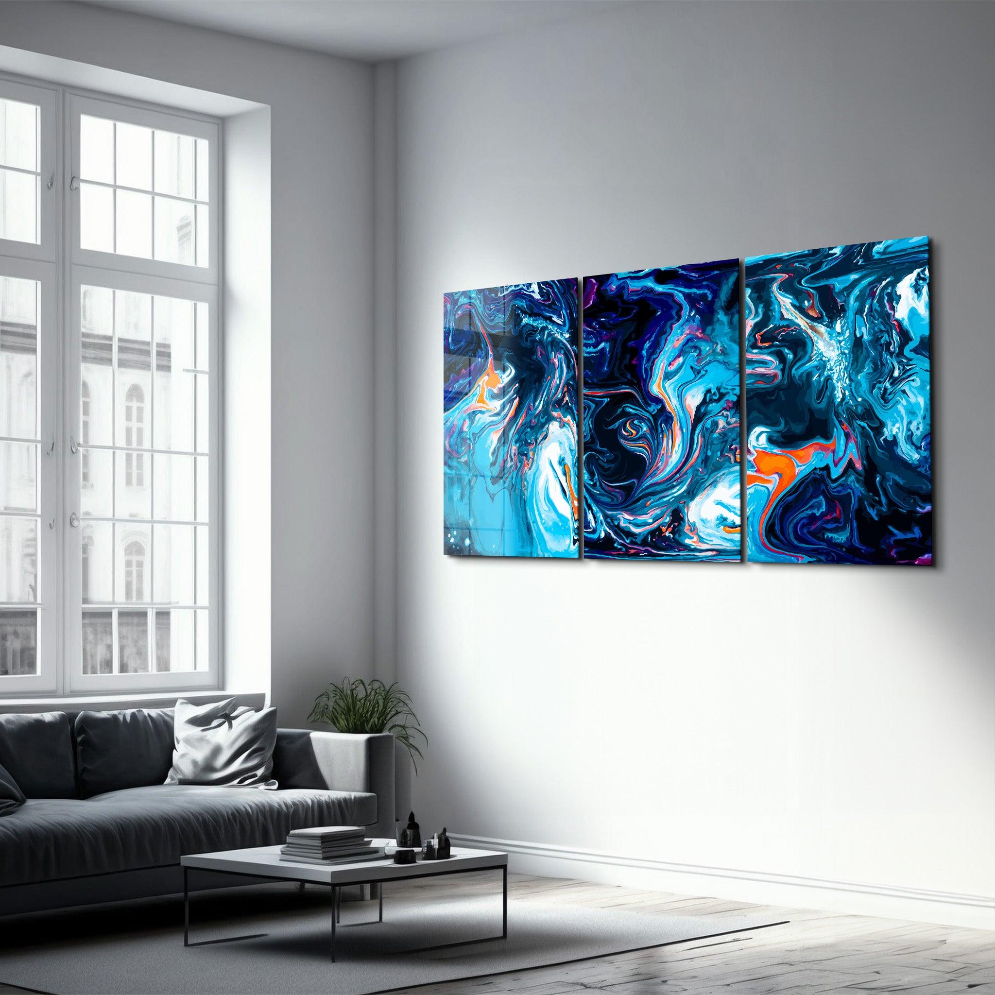 ・"Blue Dreams - Trio"・Glass Wall Art - ArtDesigna Glass Printing Wall Art