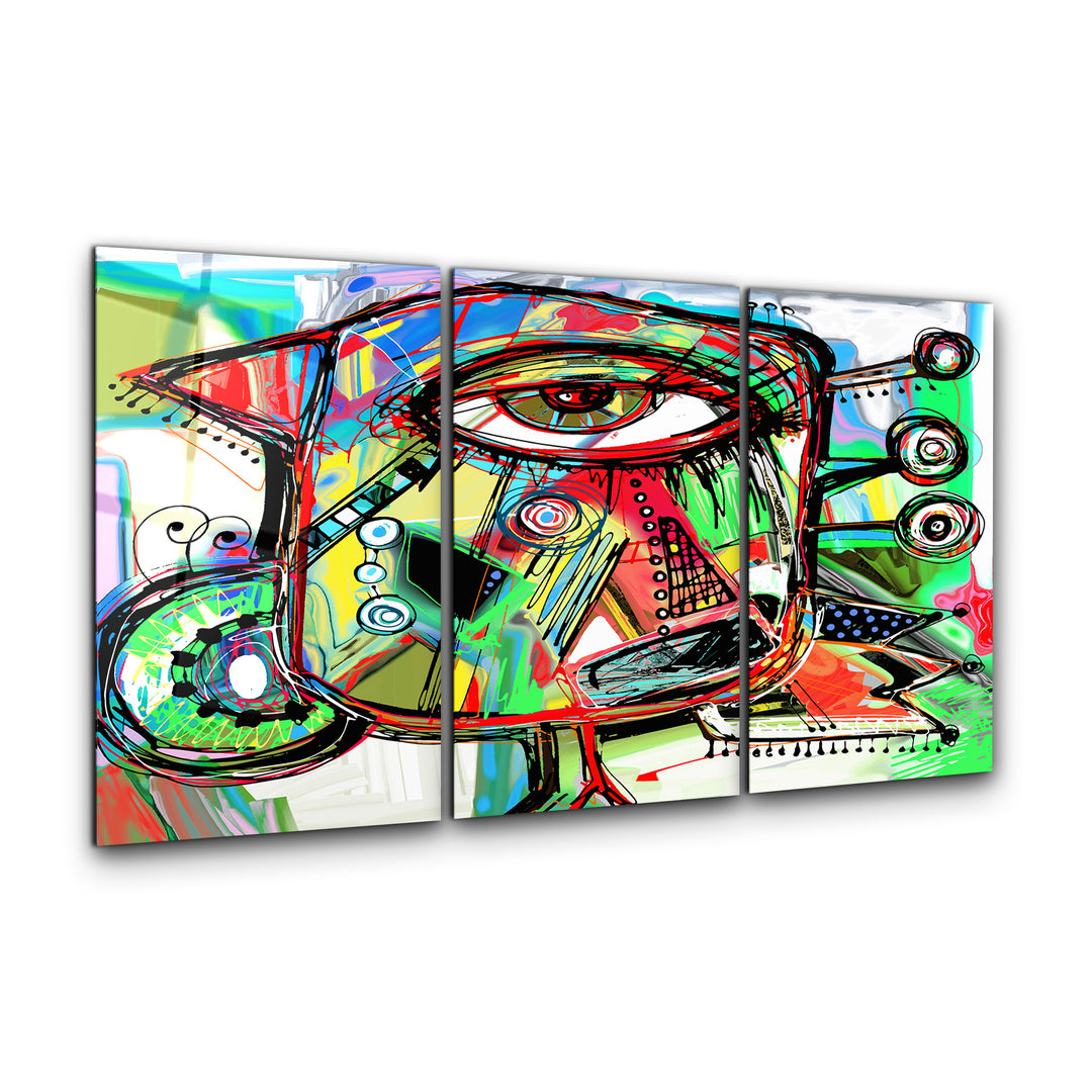 ・"Abstract Bird - Trio"・Glass Wall Art