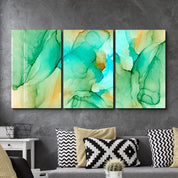 ・"Greenish - Trio"・Glass Wall Art - ArtDesigna Glass Printing Wall Art