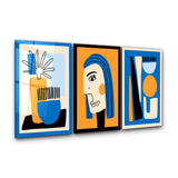 ・"Picasso Style Abstract - Trio"・Glass Wall Art