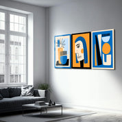 ・"Picasso Style Abstract - Trio"・Glass Wall Art - ArtDesigna Glass Printing Wall Art