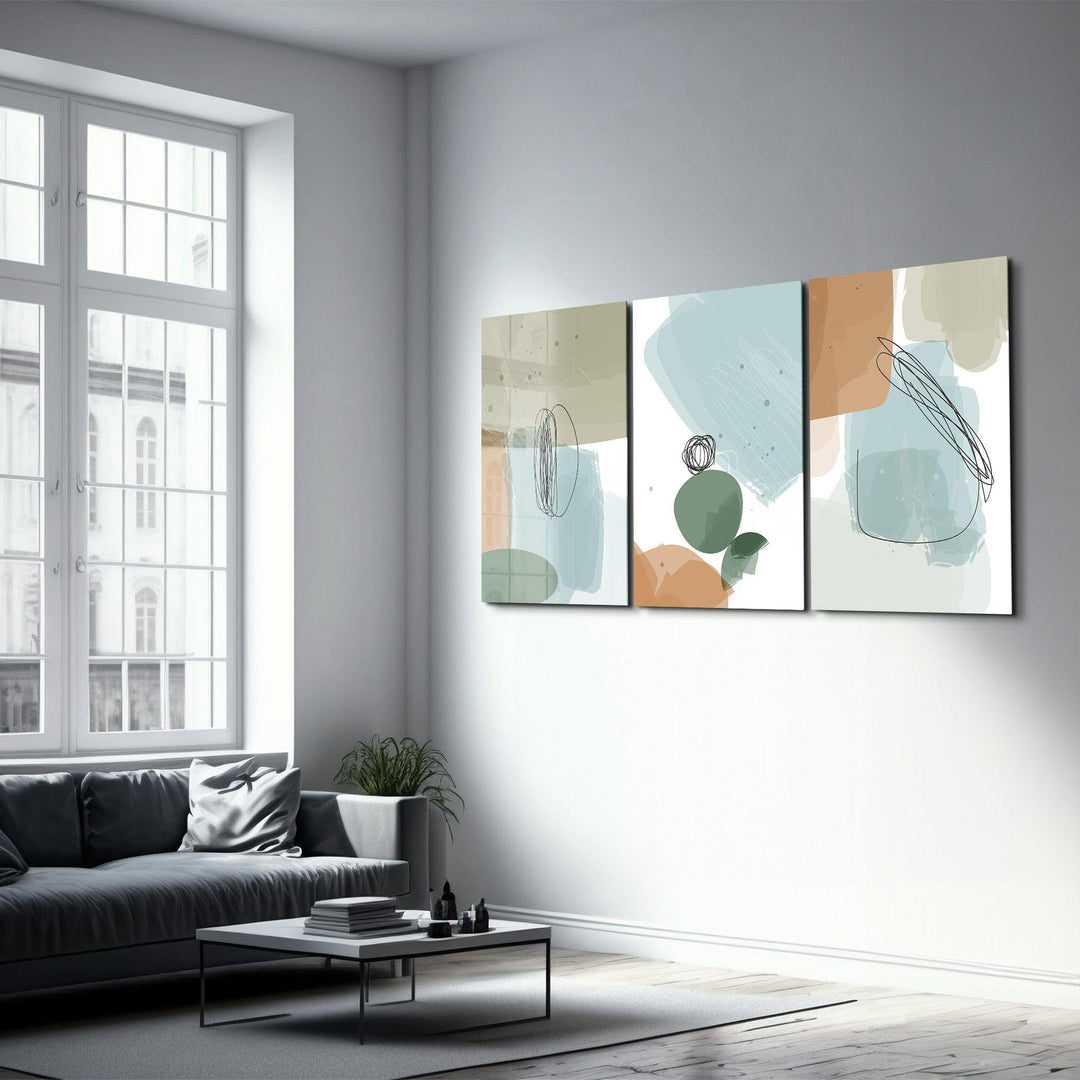・"Abstract Lines - Trio"・Glass Wall Art