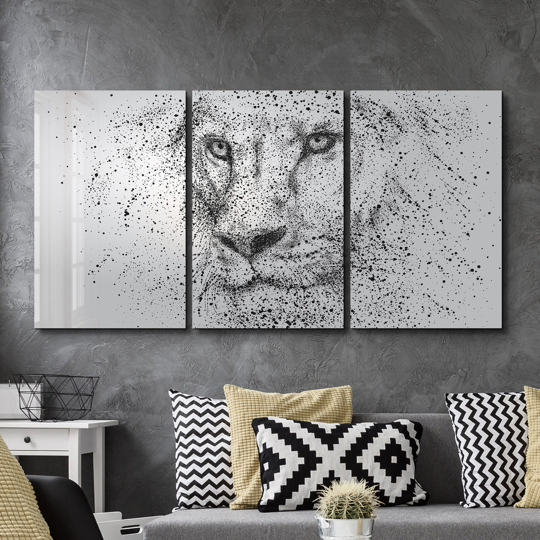 ・"Lion Drops - Trio"・Glass Wall Art