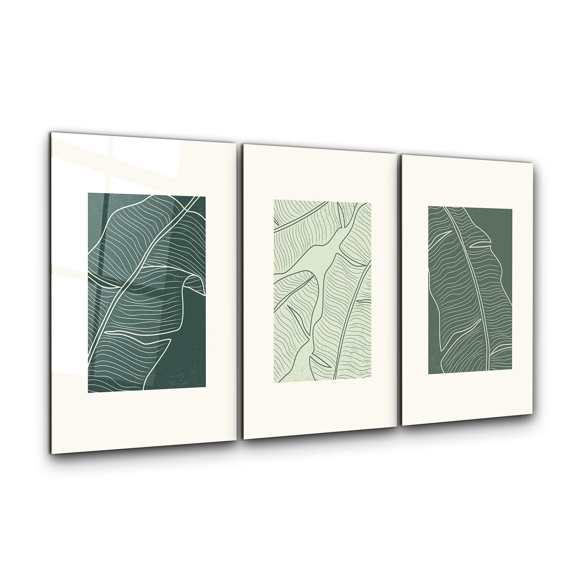 ・"Tropical Leaves - Trio"・Glass Wall Art - ArtDesigna Glass Printing Wall Art