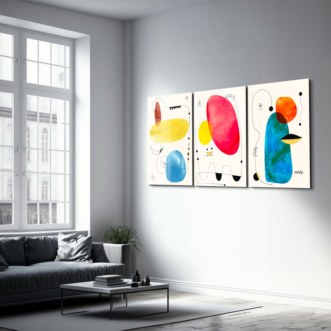 ・"Modern Abstract - Trio"・Glass Wall Art