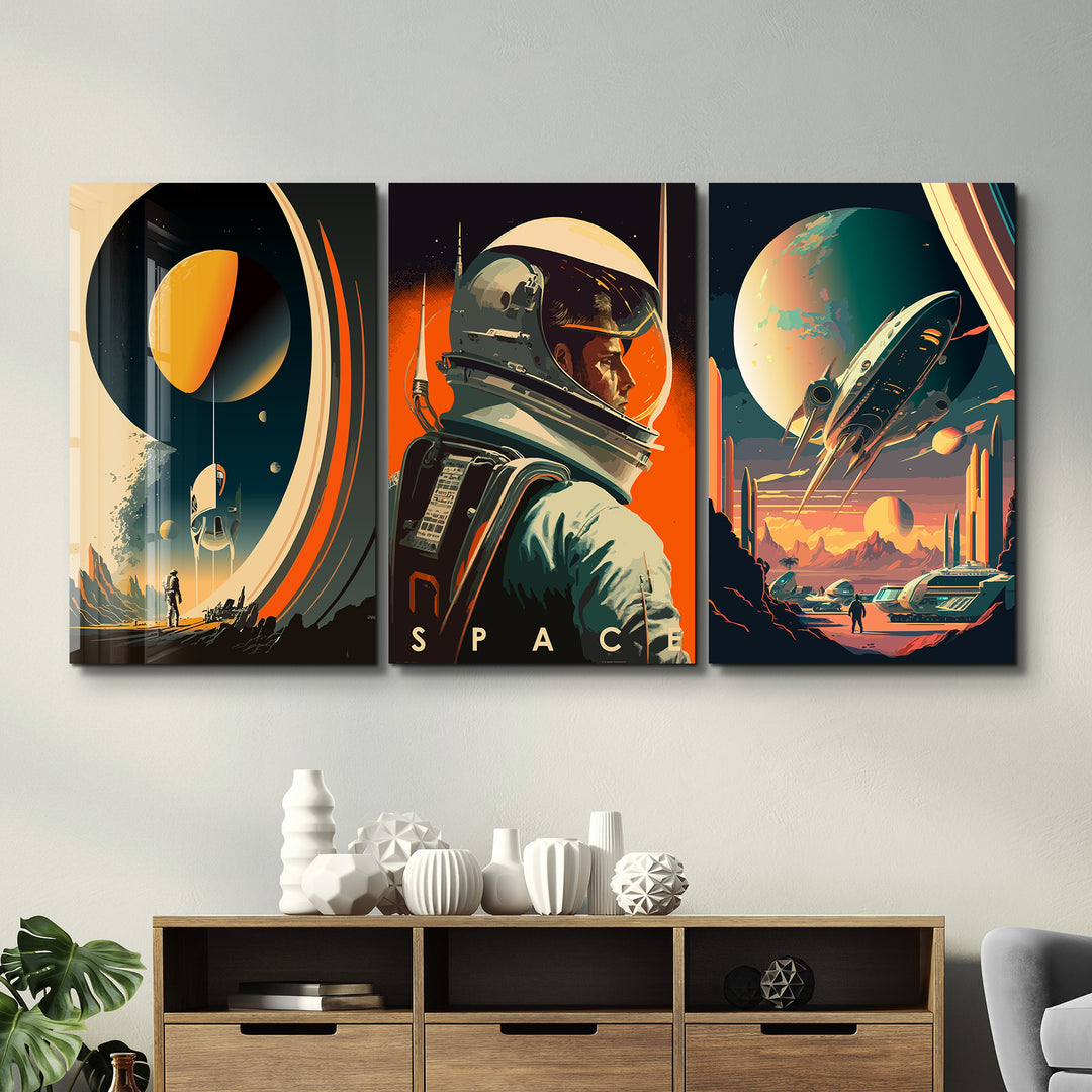 ・" A Day in Space - Trio"・Glass Wall Art