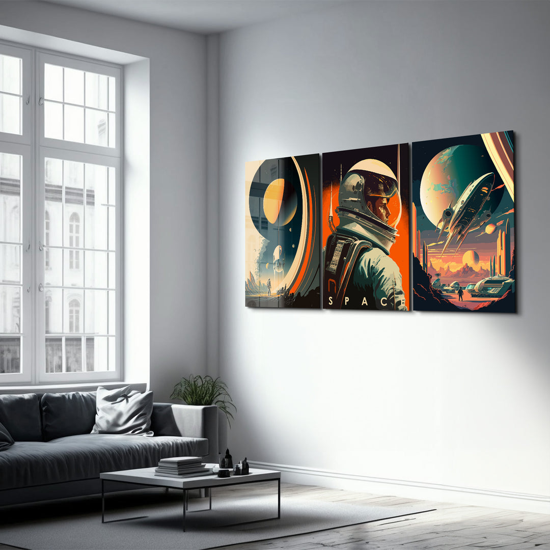 ・" A Day in Space - Trio"・Glass Wall Art