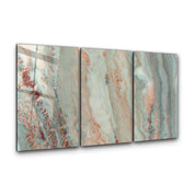 Oxidized Aqua Trio | Glass Wall Art