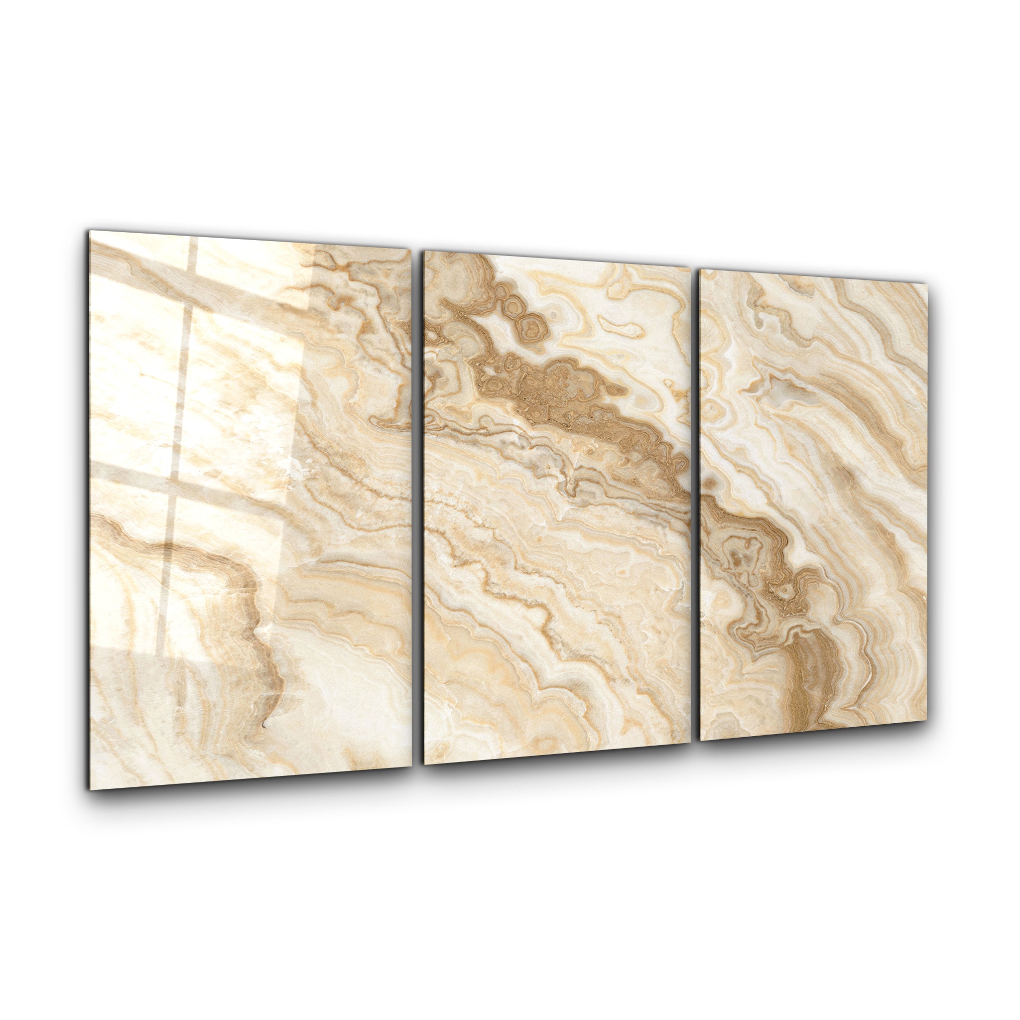 Ivory Onyx Trio | Glass Wall Art