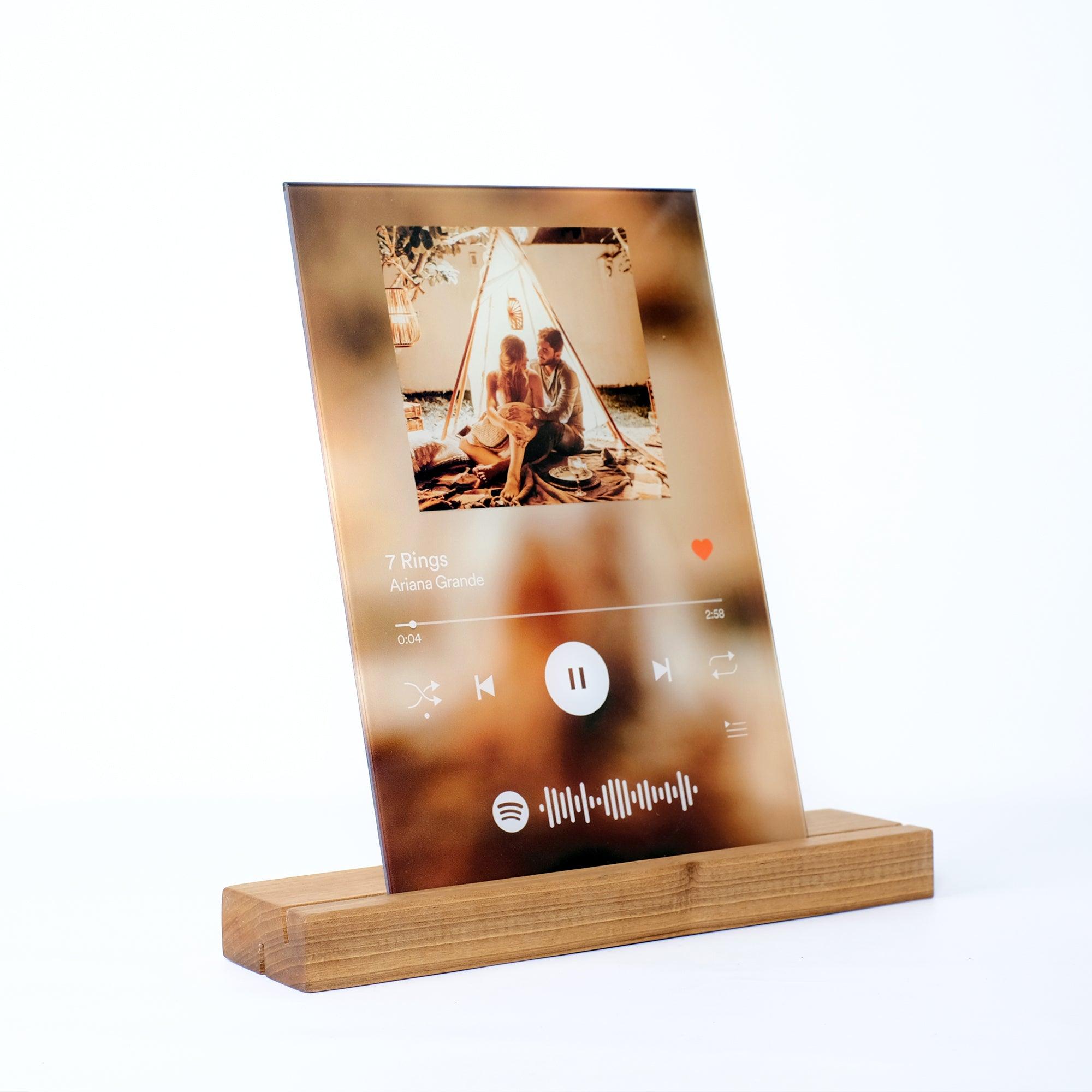."Custom Printing - Spotify". with Wooden Stand Glass Wall Art - ArtDesigna Glass Printing Wall Art