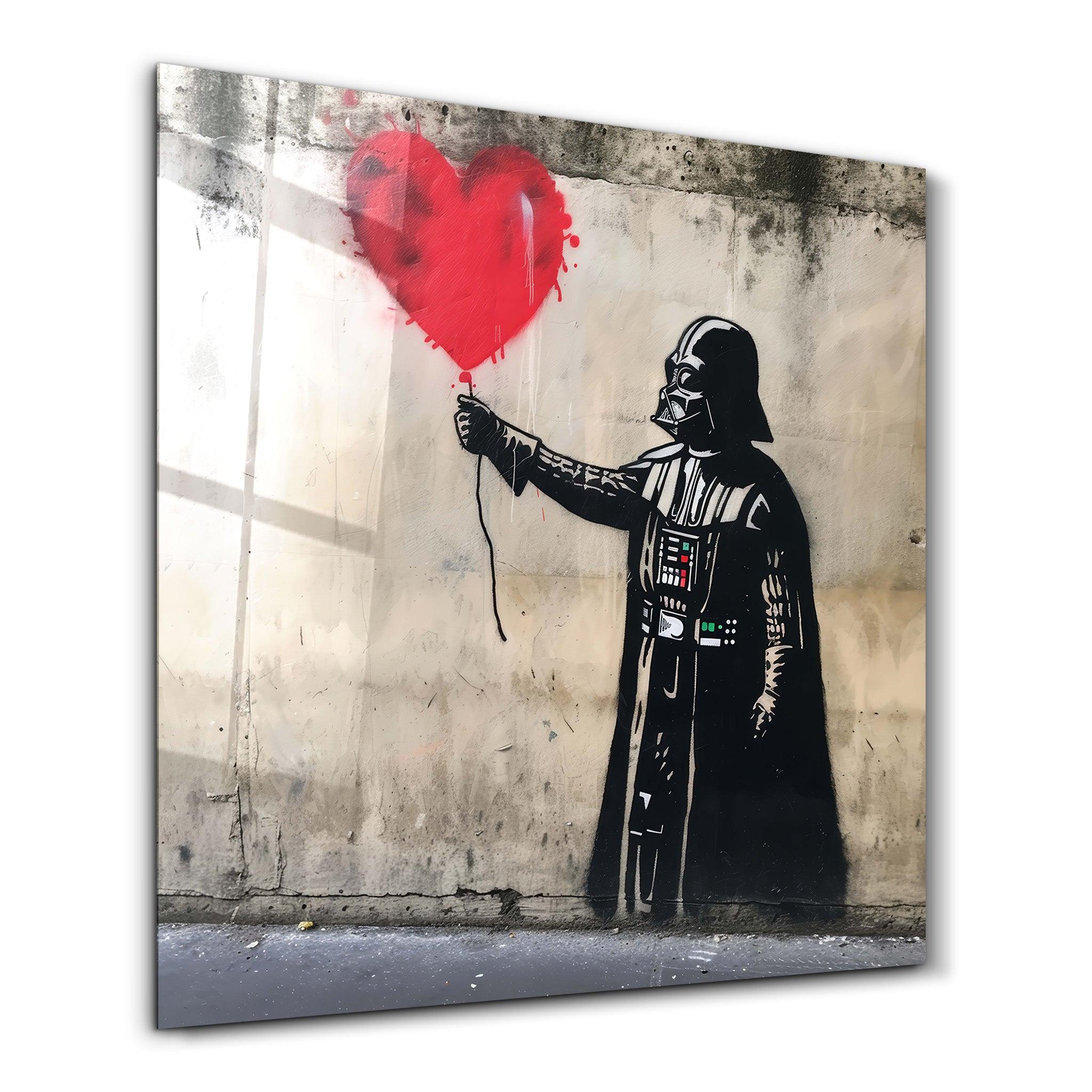 Banksy Style Love Baloon Street Art | Glass Wall Art - ArtDesigna Glass Printing Wall Art