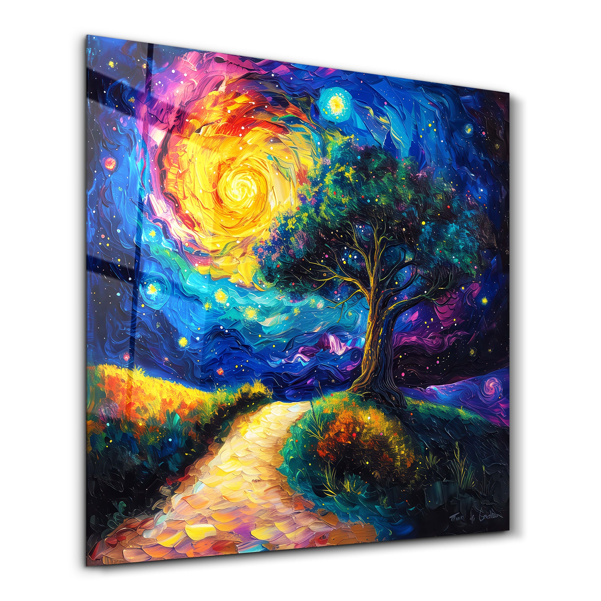 Tree of Life Van Gogh Style | Glass Wall Art