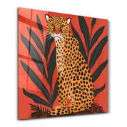 Leopard Retro | Glass Wall Art - Artdesigna