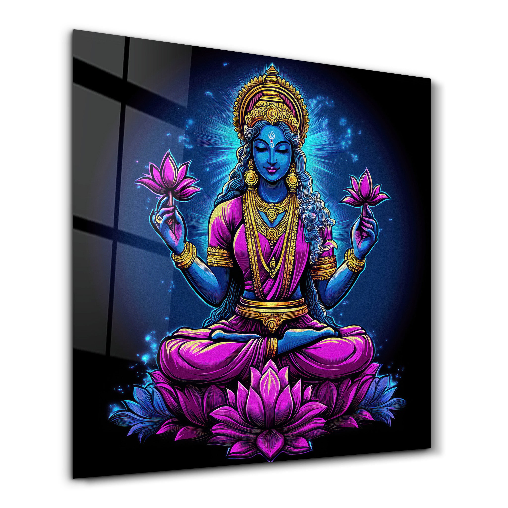 Lakshmi Goddess of Wealth | Glass Wall Art