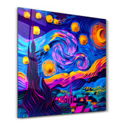 A Modern Take on Van Gogh’s Starry Sky | Glass Wall Art