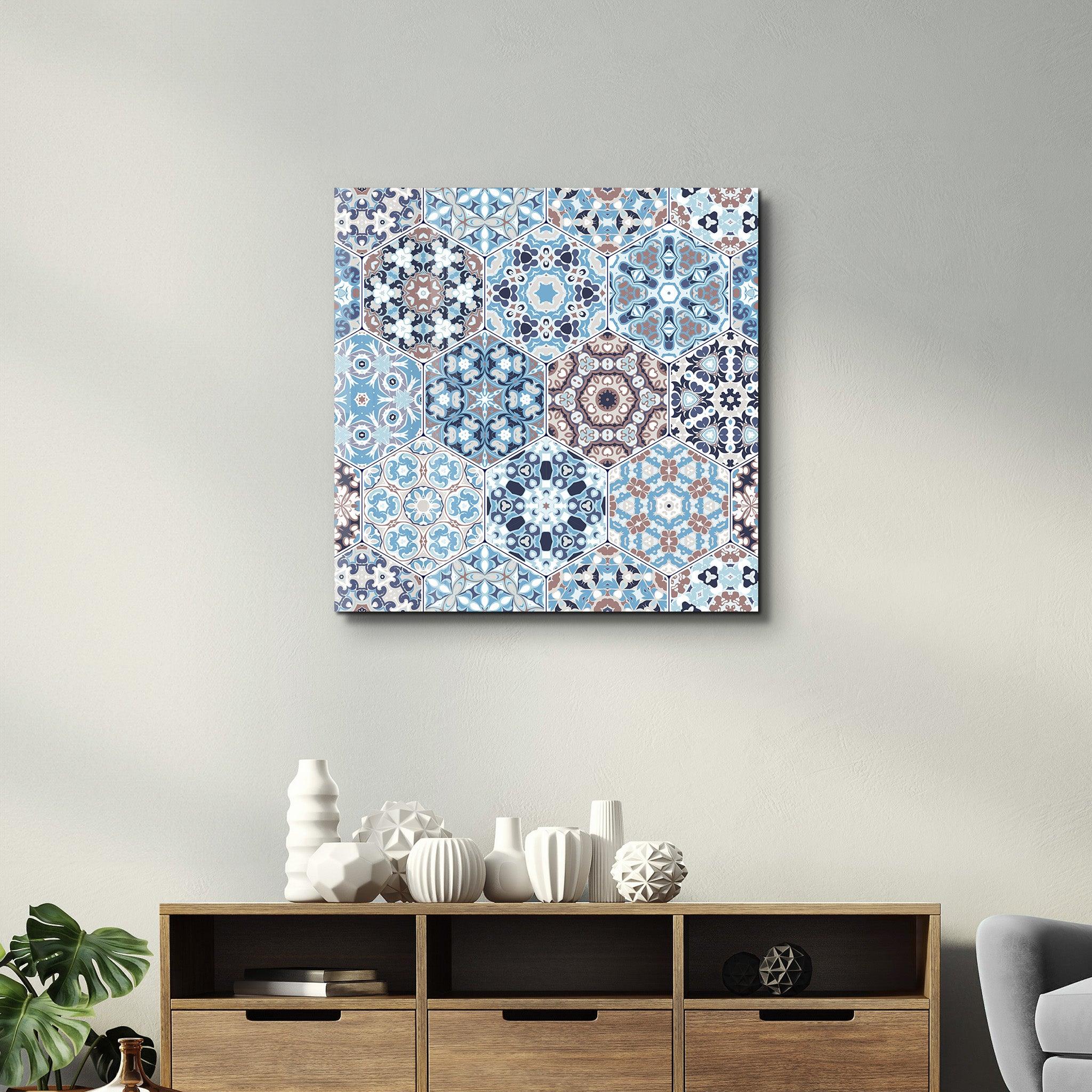 Blue Italian Ceramic Tiles Collection | Glass Wall Art - ArtDesigna Glass Printing Wall Art