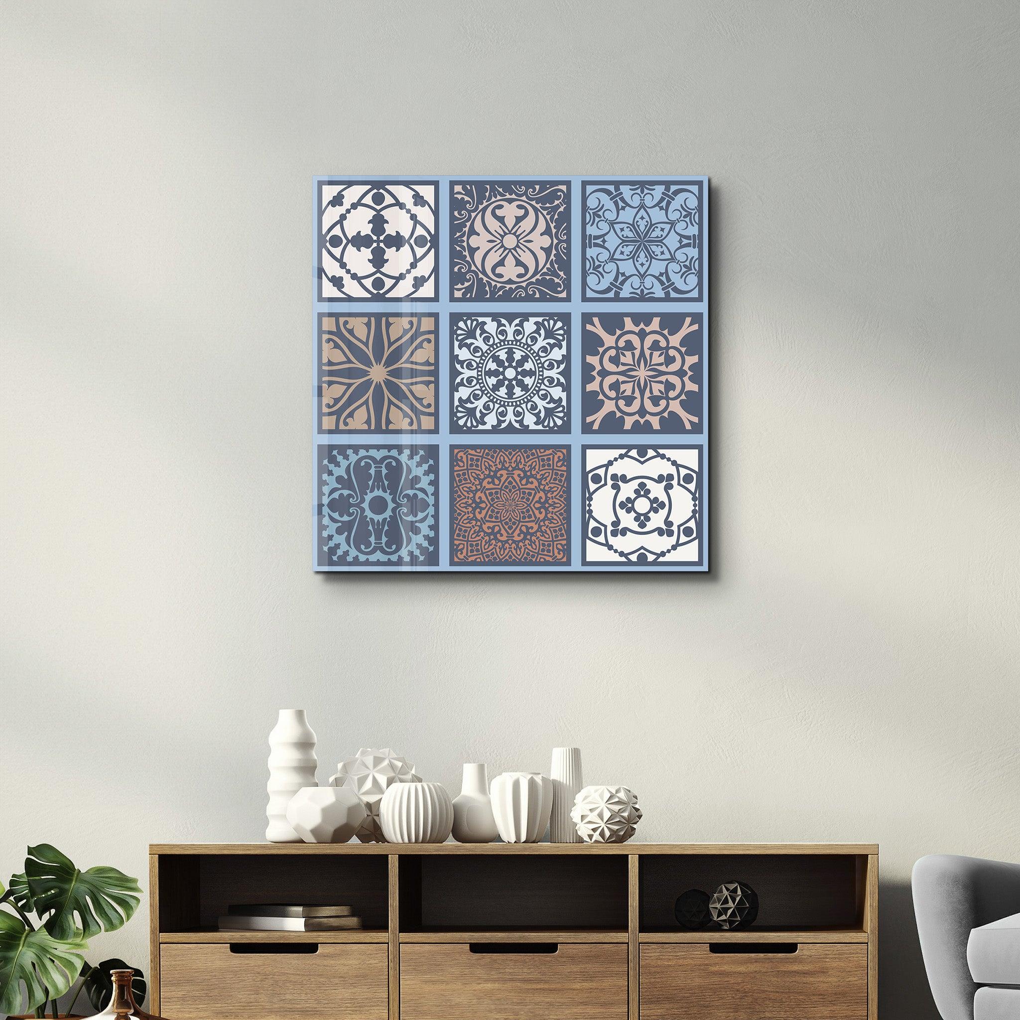 9 Blue-Brown Italian Ceramic Tiles Collection | Glass Wall Art - ArtDesigna Glass Printing Wall Art