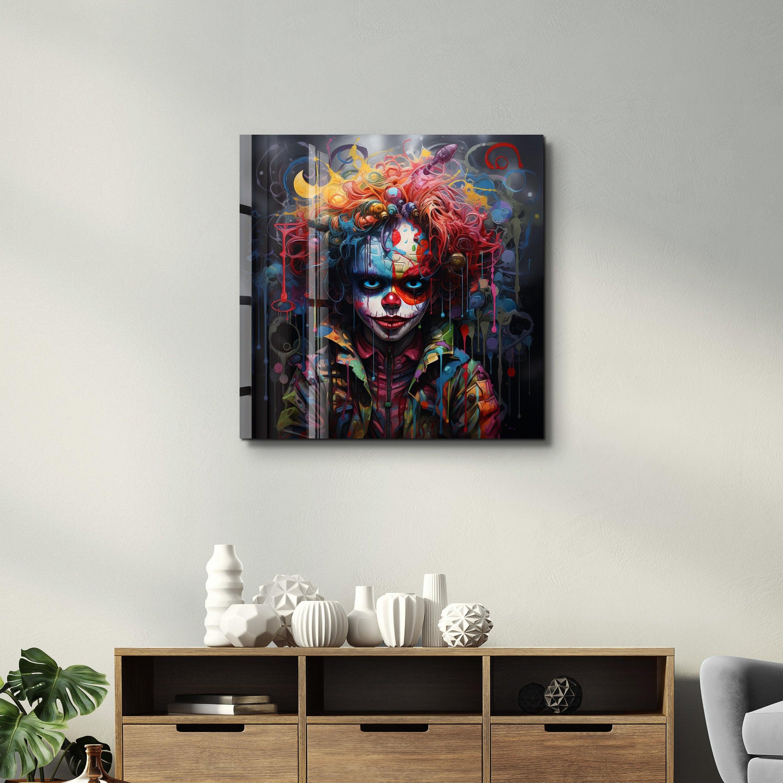 Kid Clown - Designers Collection Glass Wall Art - Artdesigna