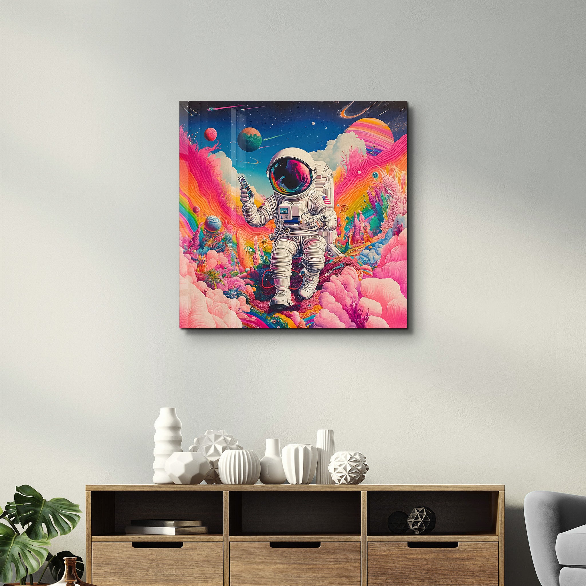 Floating in a Psychedelic Dreamscape | Glass Wall Art