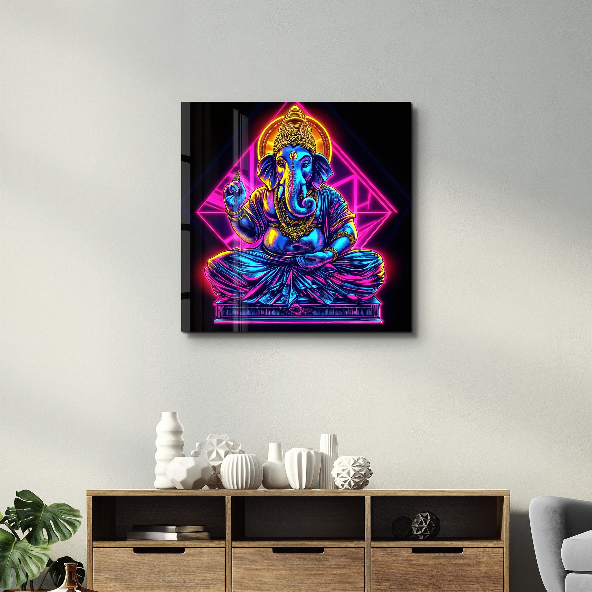 Lord Ganesha Reimagined | Glass Wall Art