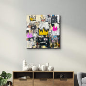 The Crowned Chaos: Abstract Graffiti-Inspired | Glass Wall Art