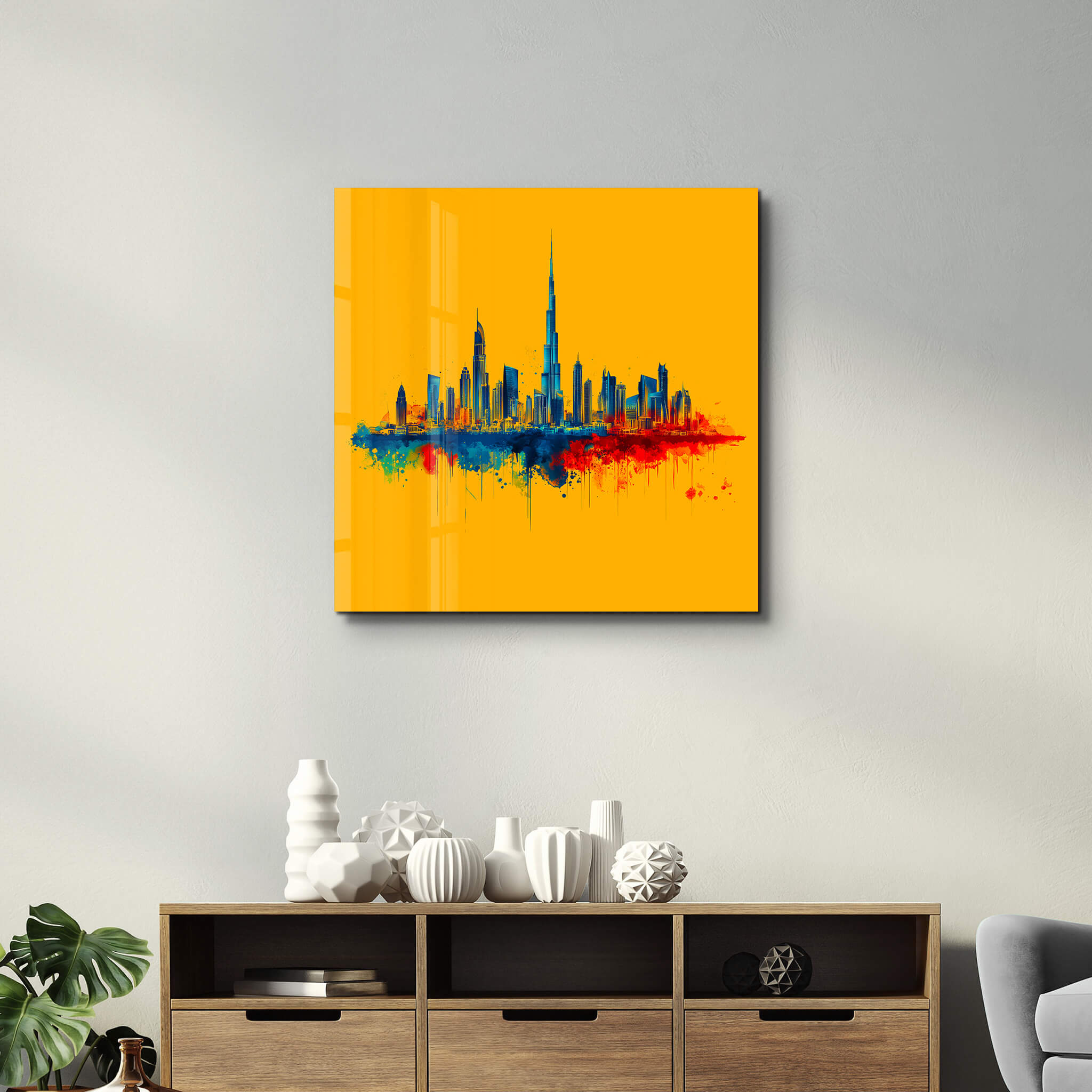 Dubai Skyline Drawing | Glass Wall Art